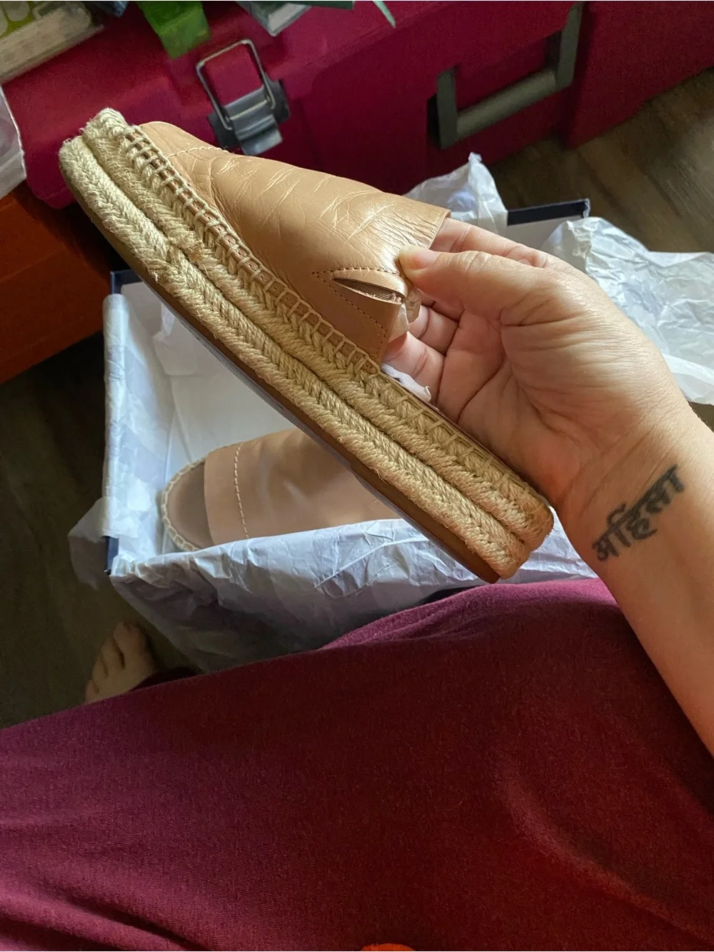 Splendid Tan Leather Espadrille Platform Mule “Thaddeus” little to no wear.